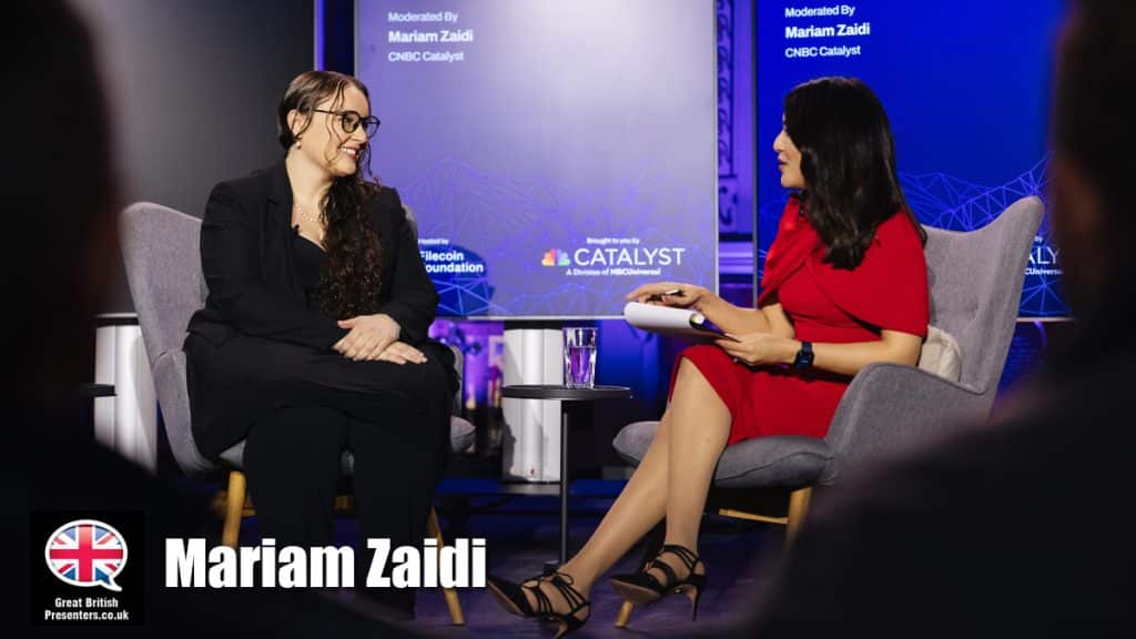 Mariam Zaidi hire experienced moderator speaker book at agent Great British Speakers