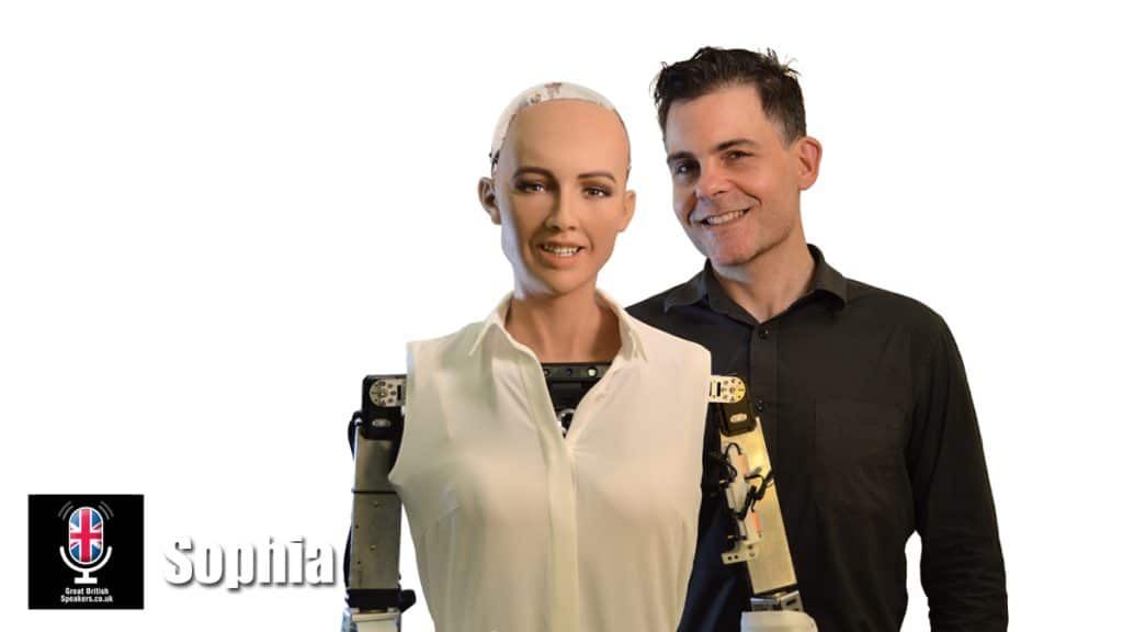 Sophia the Robot hire female humanoid robot speaker book at agent Great British Speakers