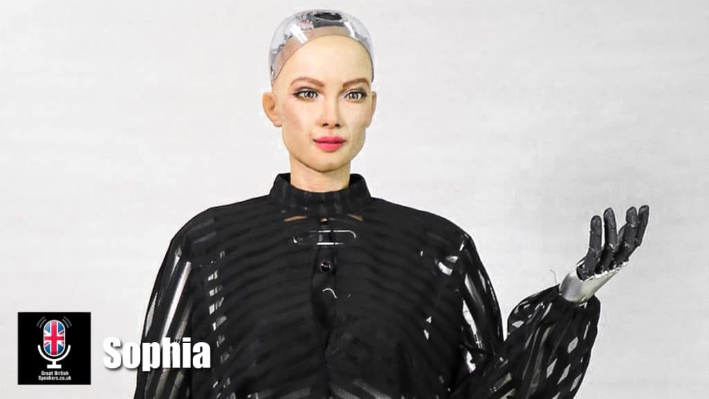 Sophia the Robot hire female humanoid robot speaker book at agent Great British Speakers