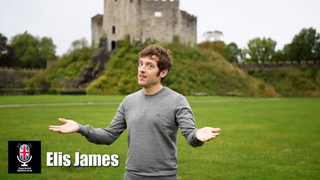 Elis James hire comedian speaker book at agent Great British Speakers