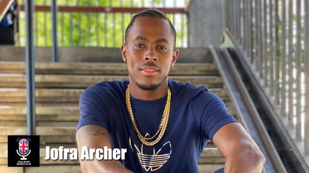 Jofra Archer hire England's fast bowling posterboy speaker book at agent Great British Speakers