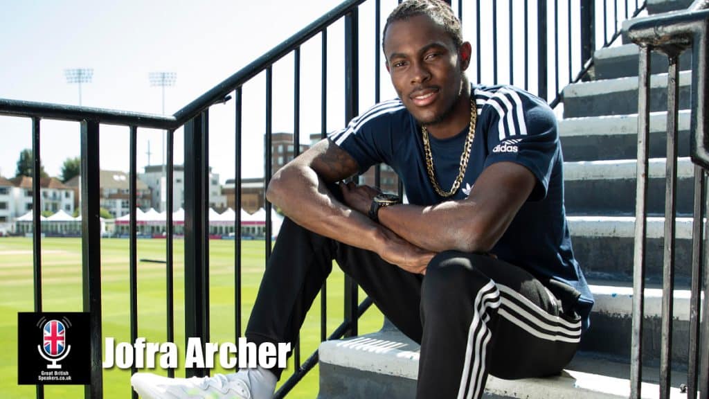 Jofra Archer hire England's fast bowling posterboy speaker book at agent Great British Speakers