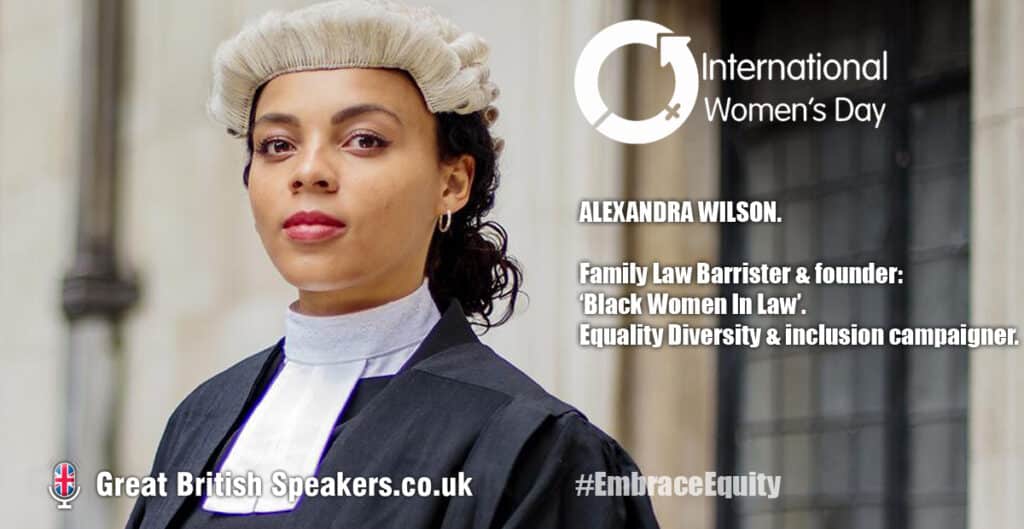 Alexandra-Wilson-black-female-barrister-diversity-equality-campaigner-speaker-International-women's-day-speaker-Great-British-Speakers-Linkedin-1